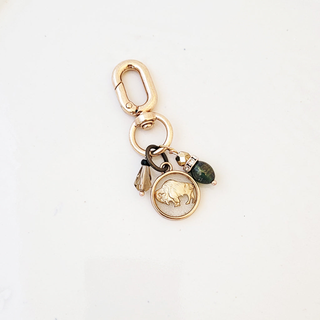 Floating Bison 1 - One of a Kind Purse Charm-Keychain