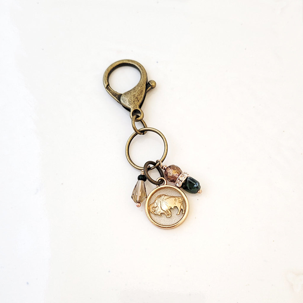 Floating Bison 2 - One of a Kind Purse Charm-Keychain