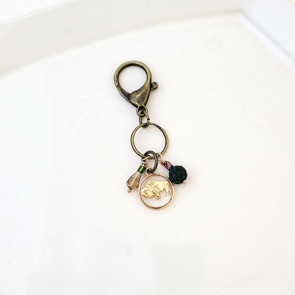 Floating Bison 3 - Handmade Purse Charm-Keychain