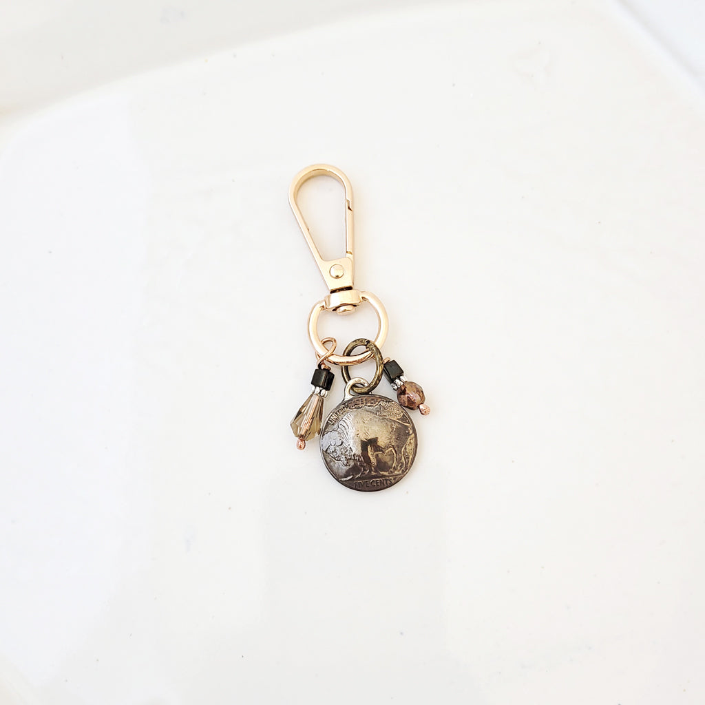 Floating Bison 4 - Handmade Purse Charm-Keychain