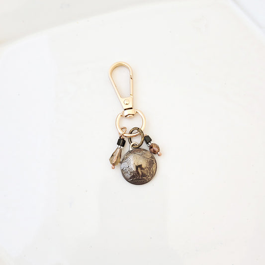 Floating Bison 4 - Handmade Purse Charm-Keychain