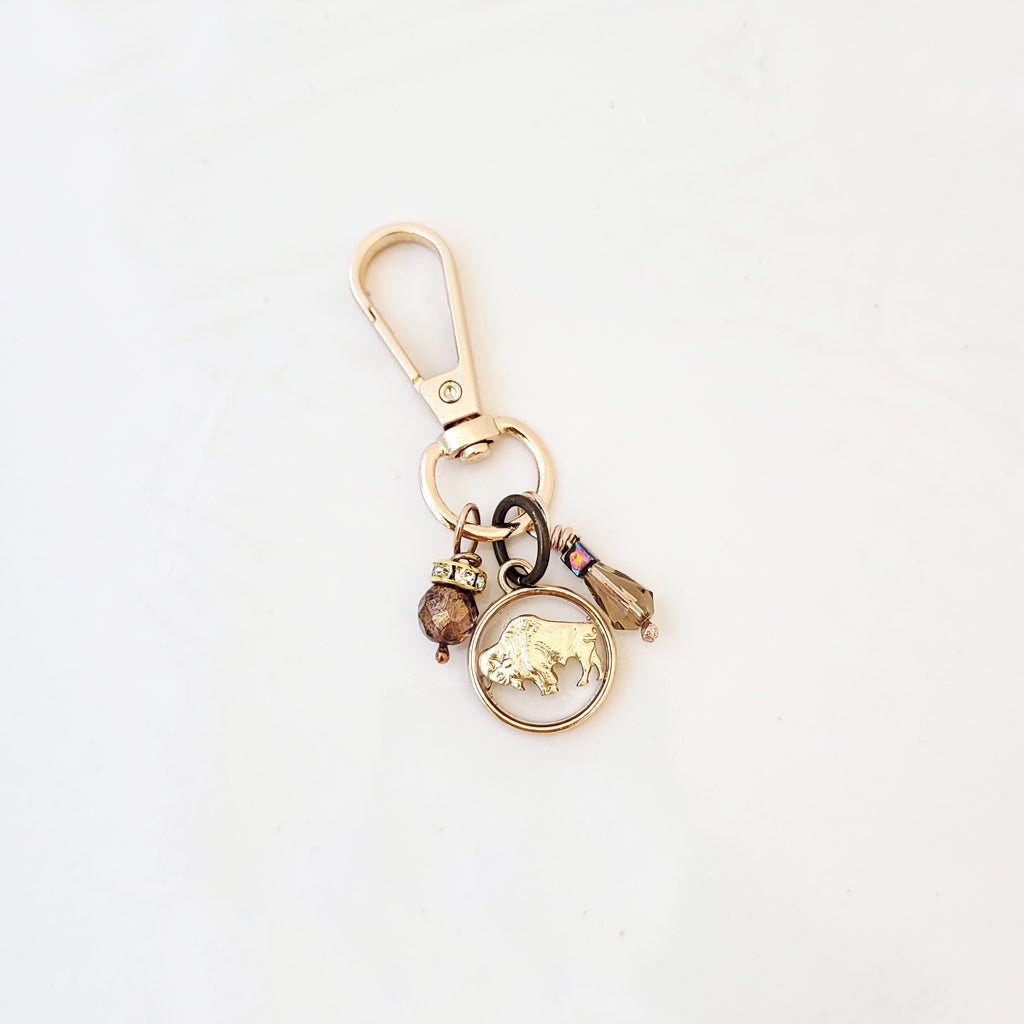 Floating Bison 6 - Handmade Purse Charm-Keychain