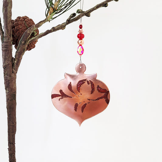 Flourish in Red - Copper Holiday Bell Ornament