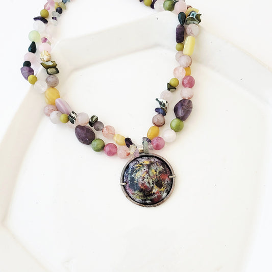 Flower Garden - One of a Kind Enamel Necklace