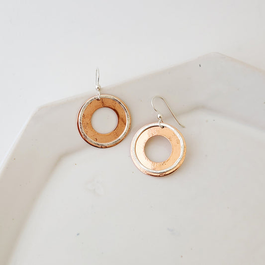 Framed in Sterling - Handmade Sterling Silver & Copper Earrings