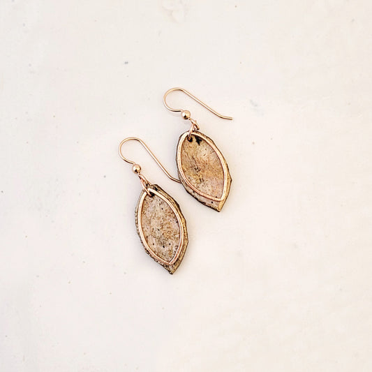 Gathered Birch with Open Bronze Leaf - Handmade Earrings