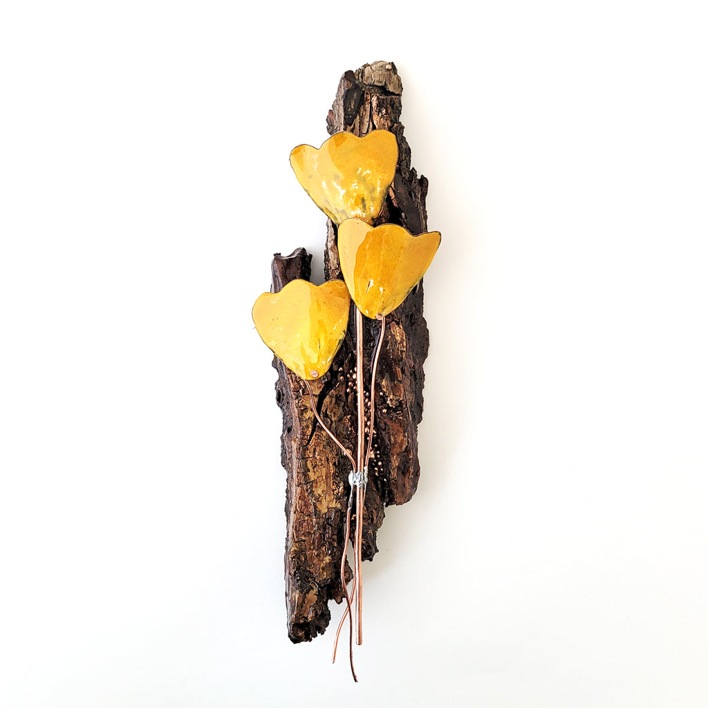 Goldenrod Tulip Trio – Heritage Series Cottonwood and Copper Wall Art