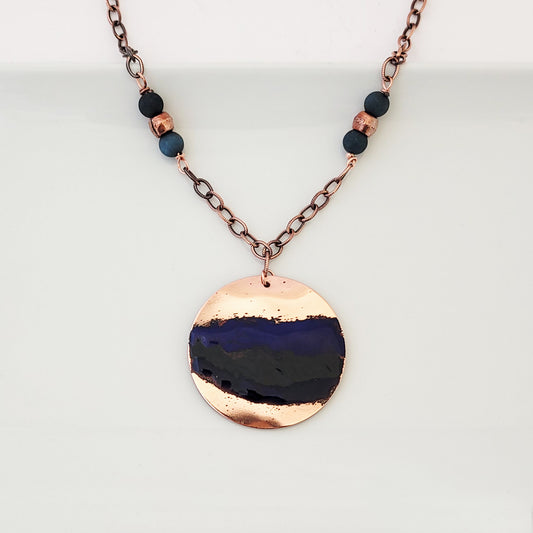 Halves and Wholes in Blues and Copper - One of a Kind - Necklace