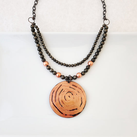 Halves and Wholes in Blush and Pyrite - One of a Kind - Necklace