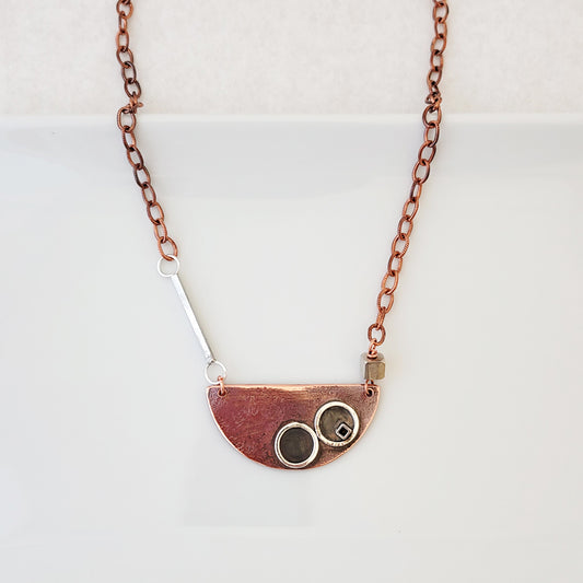 Halves and Wholes in Copper and Sterling - One of a Kind - Necklace