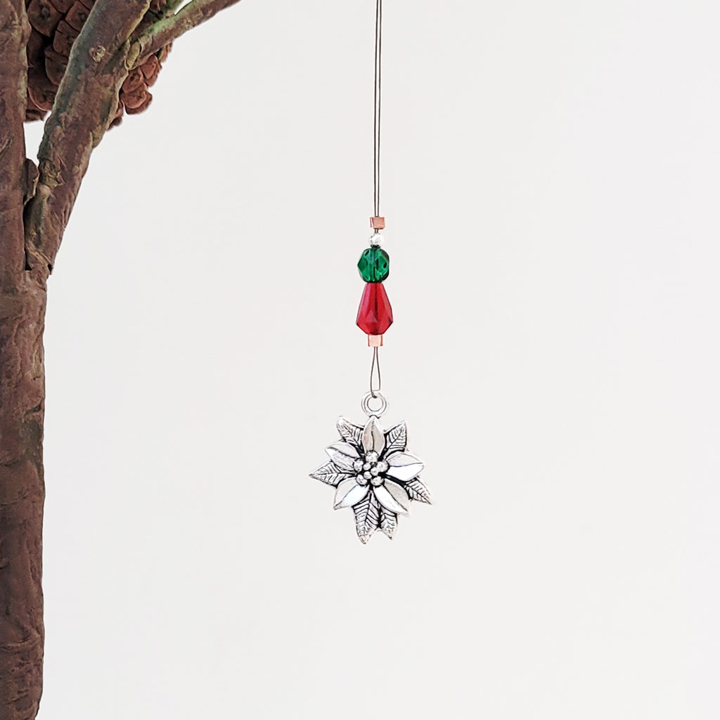 Holiday Poinsettia in Silver - Mini Ornament