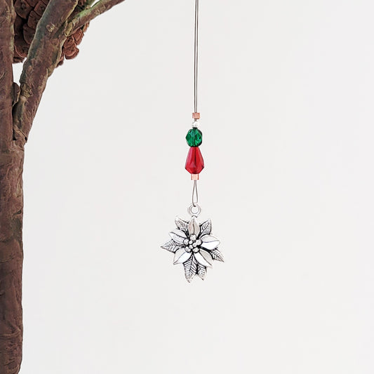Holiday Poinsettia in Silver - Mini Ornament