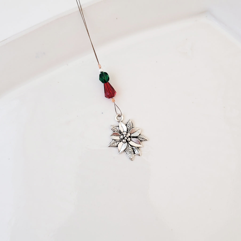 Holiday Poinsettia in Silver - Mini Ornament