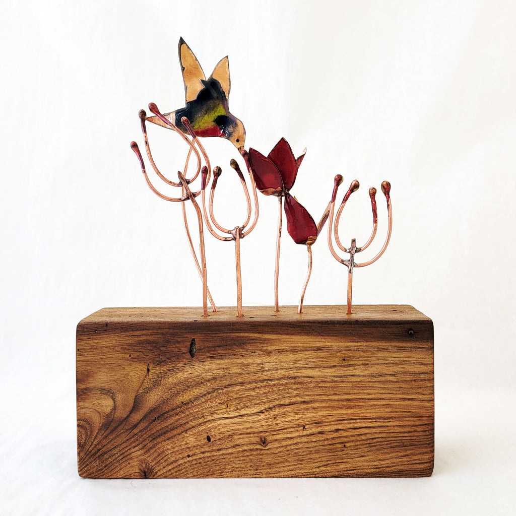 Hummingbird Sweetness III - Found Wood