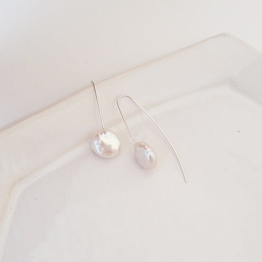 Iridescent Pearl Drops - Handmade Sterling and Freshwater Pearl Earrings