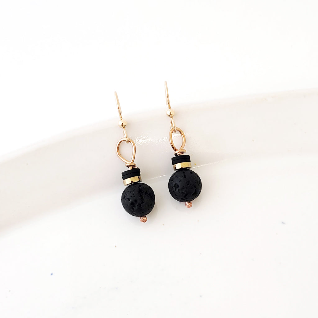 Lava Gold Drops - Handmade Earrings