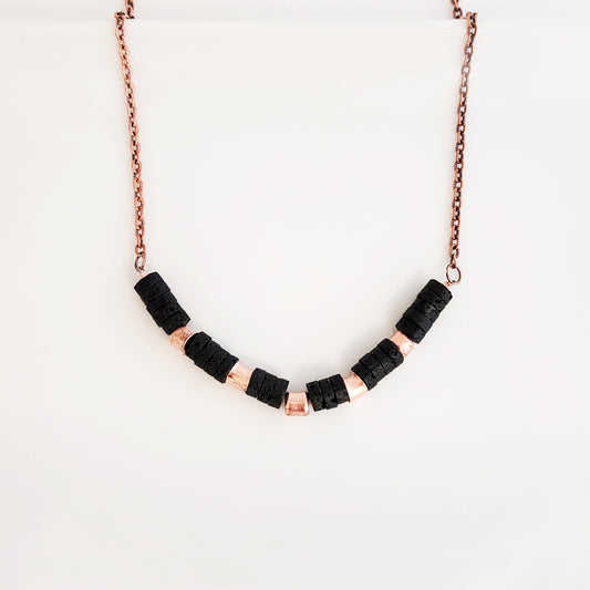 Lava Rows and Copper Rolls - Necklace