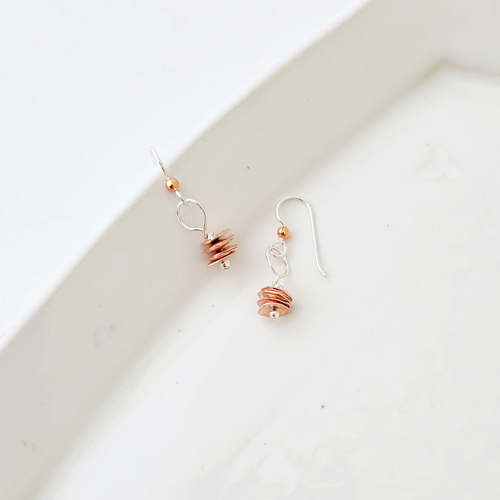 Layered Together - Handmade Sterling Silver & Copper Earrings