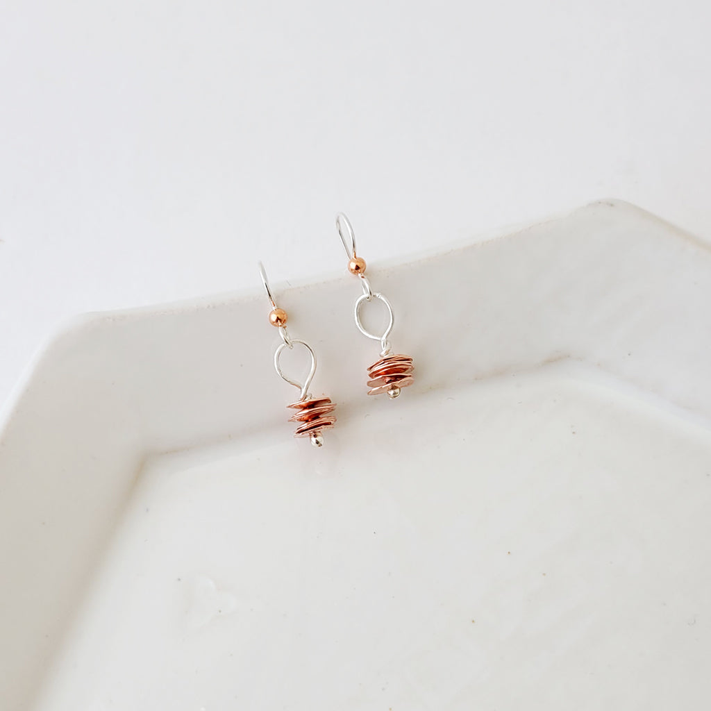 Layered Together - Handmade Sterling Silver & Copper Earrings