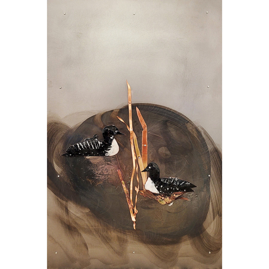 Little Hatchlings on the Lake - Mixed Metal Artwork
