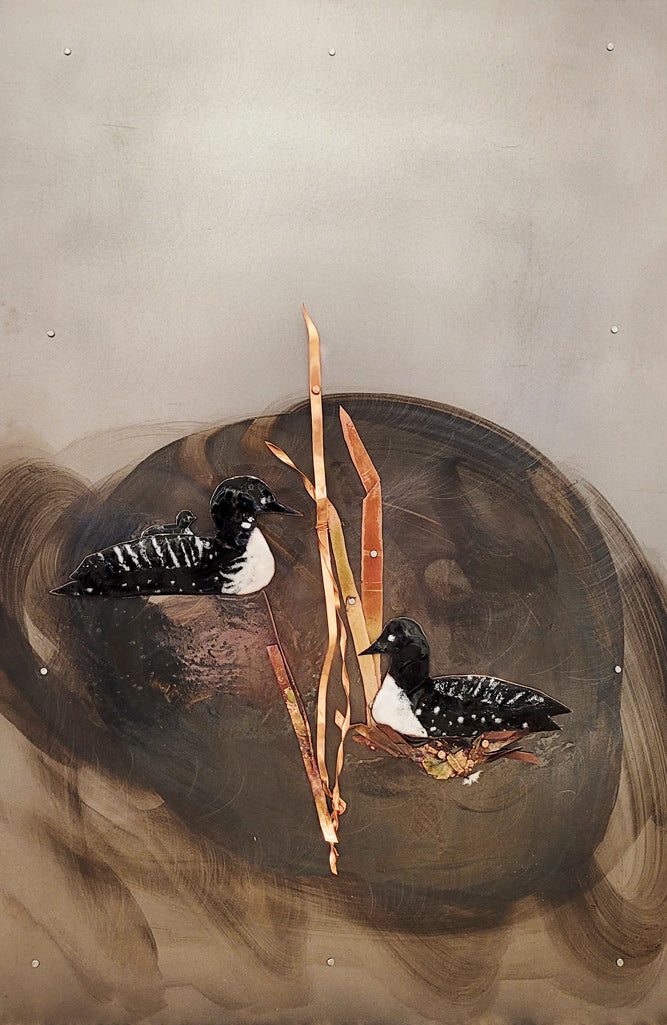 Little Hatchlings on the Lake - Mixed Metal Artwork