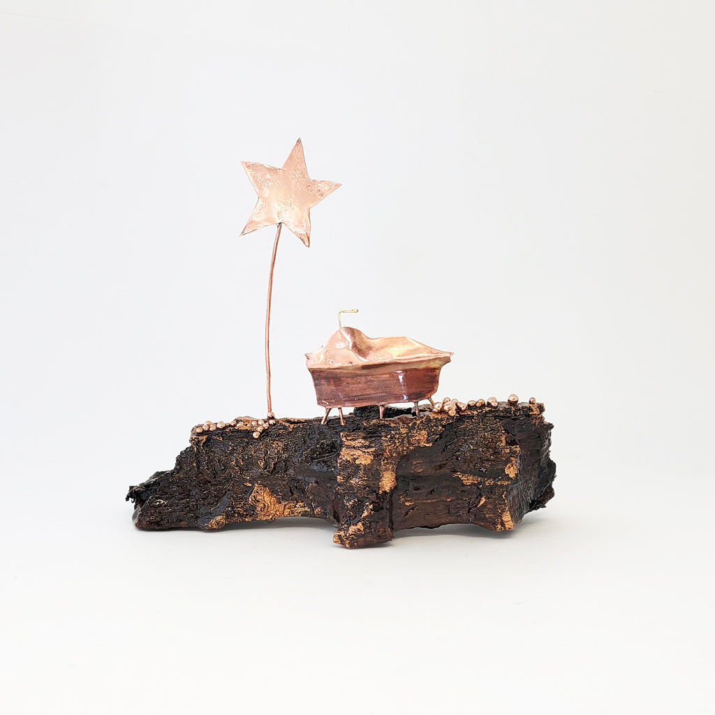 Manger Under a Starry Night I – Heritage Series Cottonwood and Copper Art