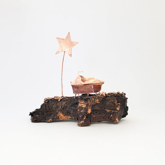 Manger Under a Starry Night I – Heritage Series Cottonwood and Copper Art