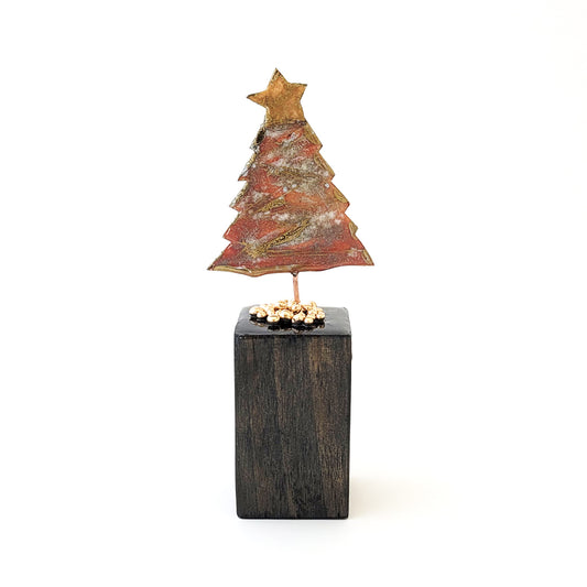 NEW COLOR for 2025!  Merry Mini Tree in Rosy Blush with Metallics - Wood Base