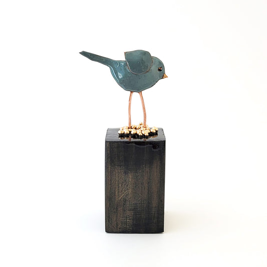 Mini Powder Blue Birdie - Wood Base