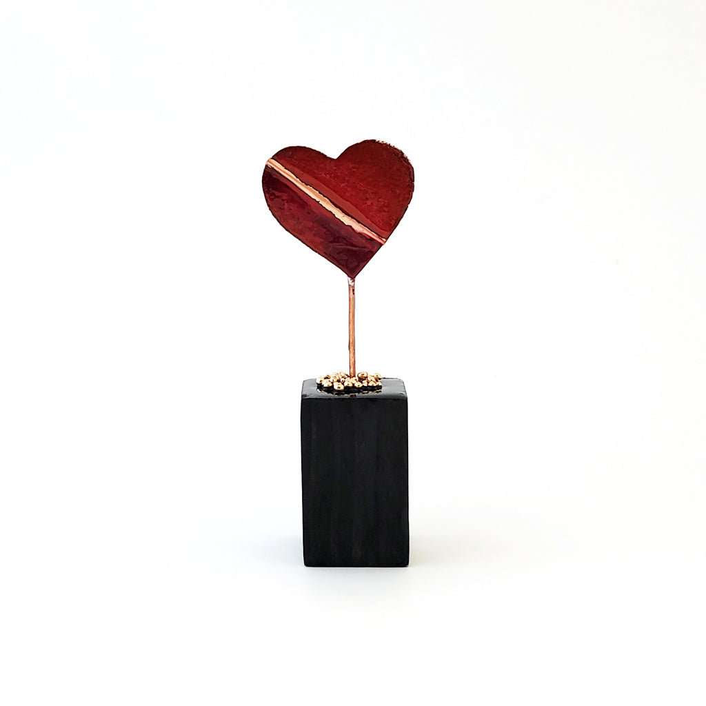 Mini Red Heart 2 - Found Wood