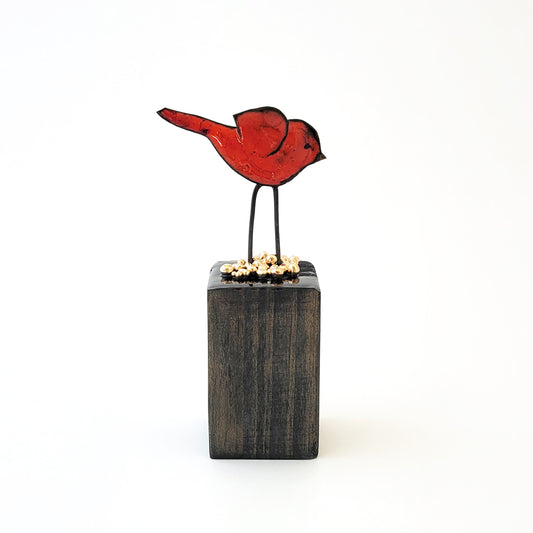 Mini Red Birdie - Wood Base