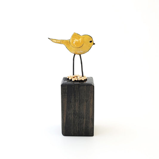 Mini Yellow Birdie - Wood Base