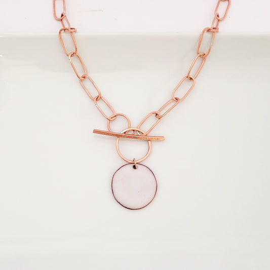 Paperclip Circle in Matte White - Necklace