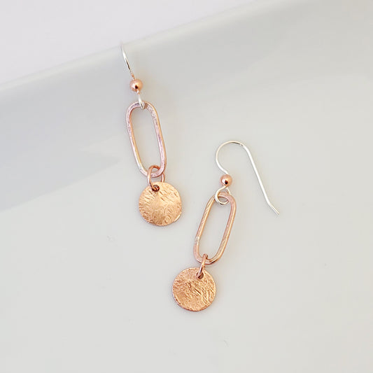 Paperclip Circle - Small Drop in Copper - Earrings