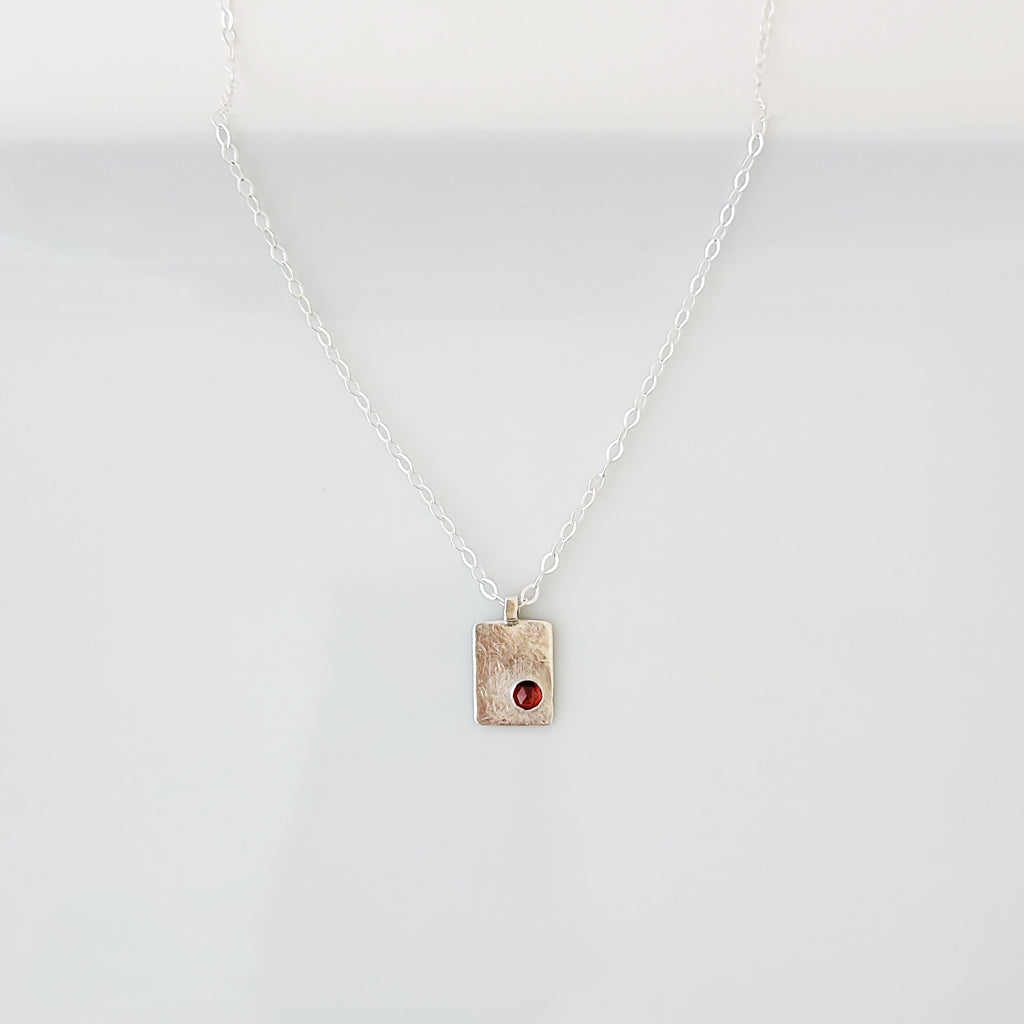 Petite Classic in Rectangle with Garnet - Necklace