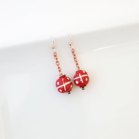 Red and White Delight - Earrings