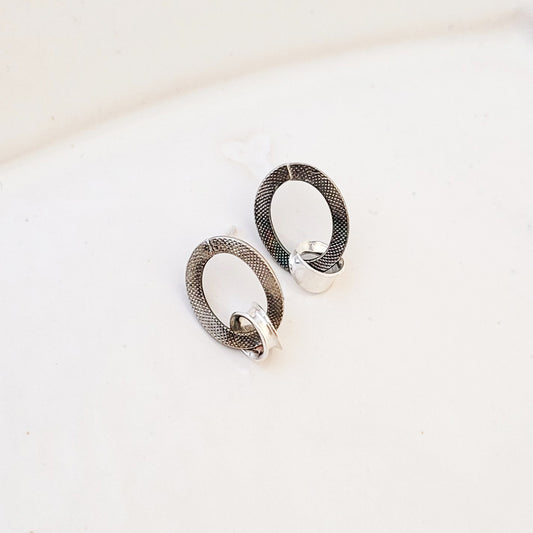 Round and Round - One of a Kind Sterling and White Brass Earrings
