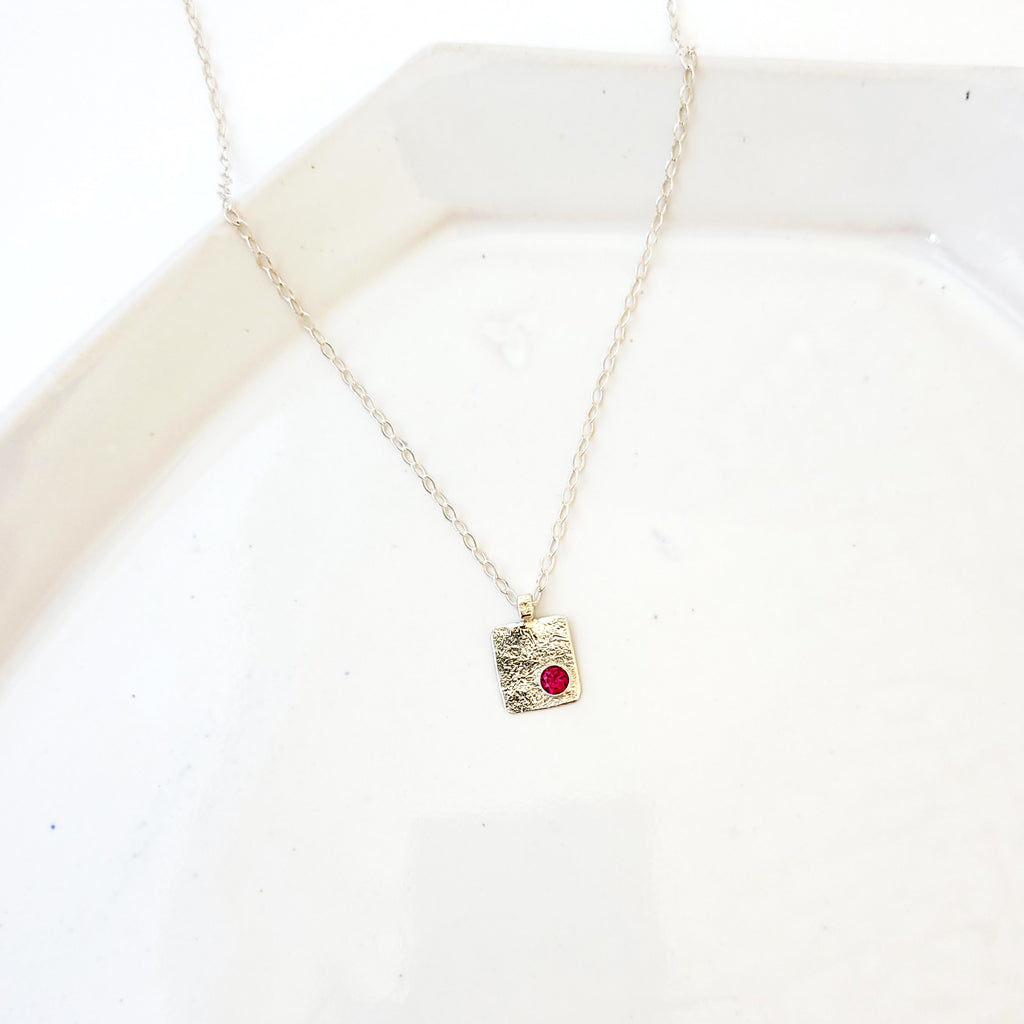Ruby on the Square - Handmade Necklace