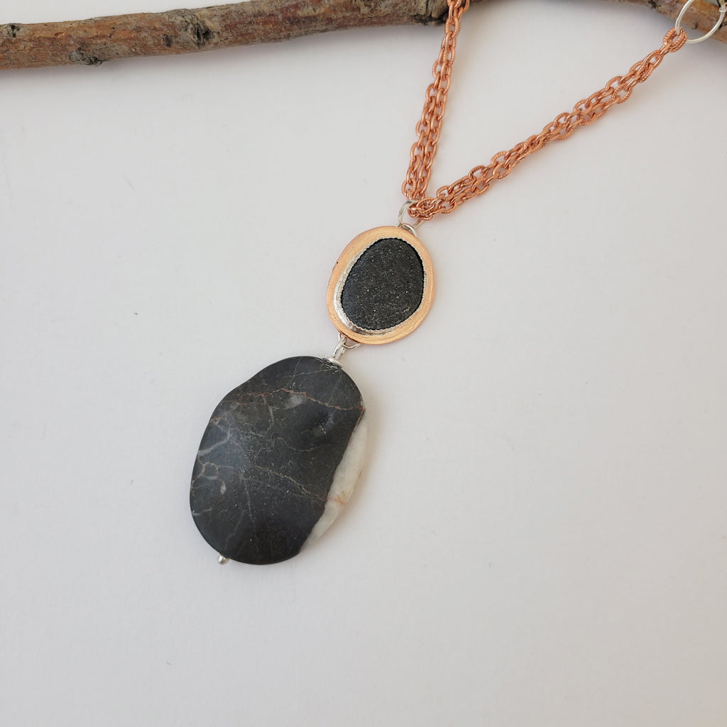 Skipping Stones - One of a Kind Copper Bezel Set Necklace