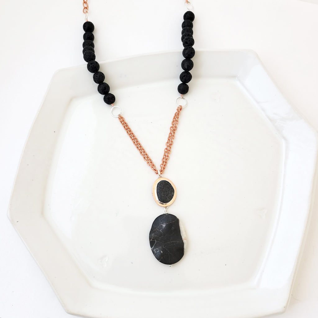 Skipping Stones - One of a Kind Copper Bezel Set Necklace