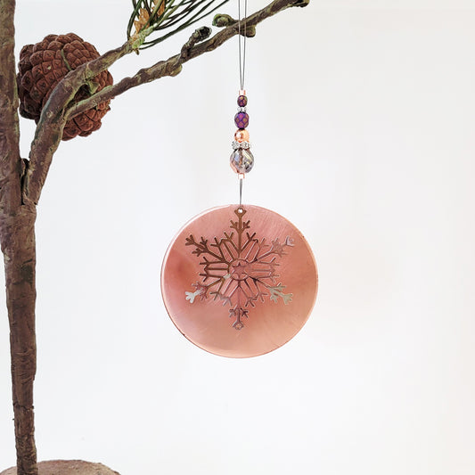 Snowflake Dusting - Copper Holiday Ornament