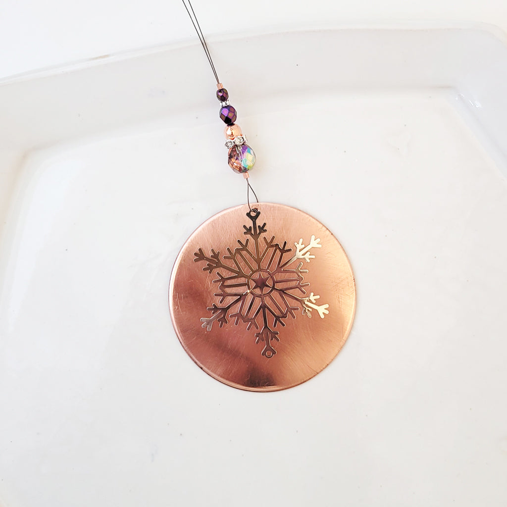 Snowflake Dusting - Copper Holiday Ornament
