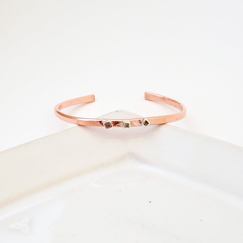 Square Dance - Copper and Sterling Bracelet