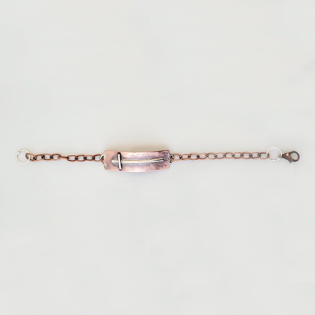 Sterling Silver Cross on Copper - Bracelet