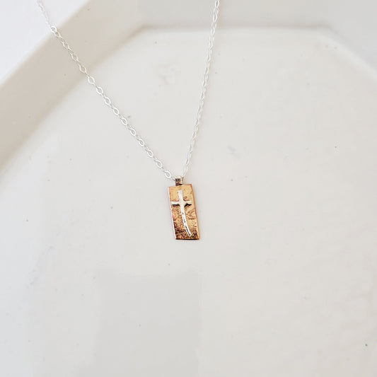 Sterling Cross on Copper - Handmade Necklace