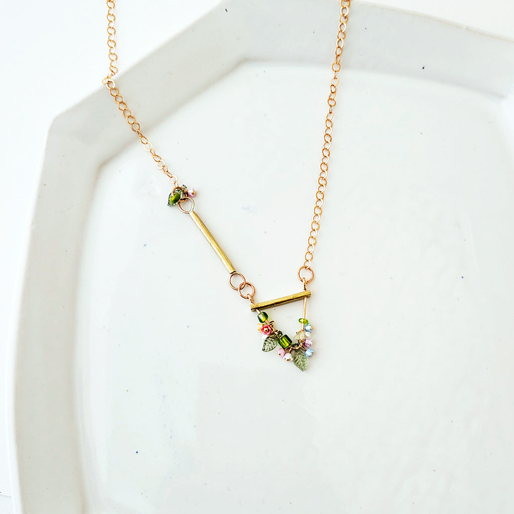 Summer Days - One of a Kind Brass and Bead Necklace