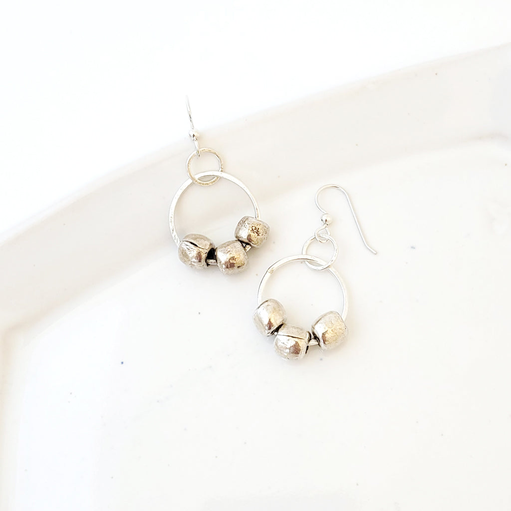 Three Sterling in a Row - Handmade Sterling Silver Earrings
