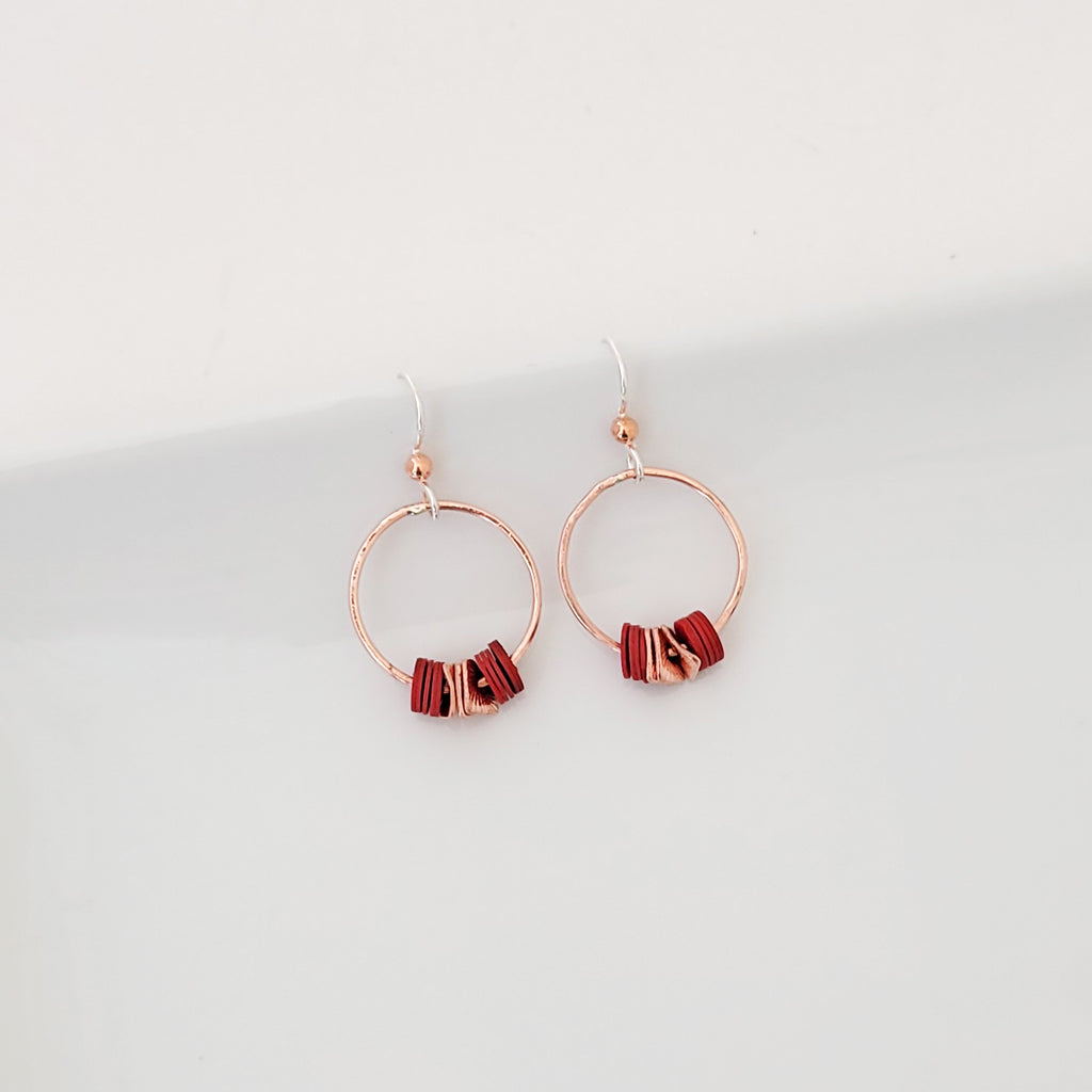 Vinyl Record Stack in Copper - Earrings