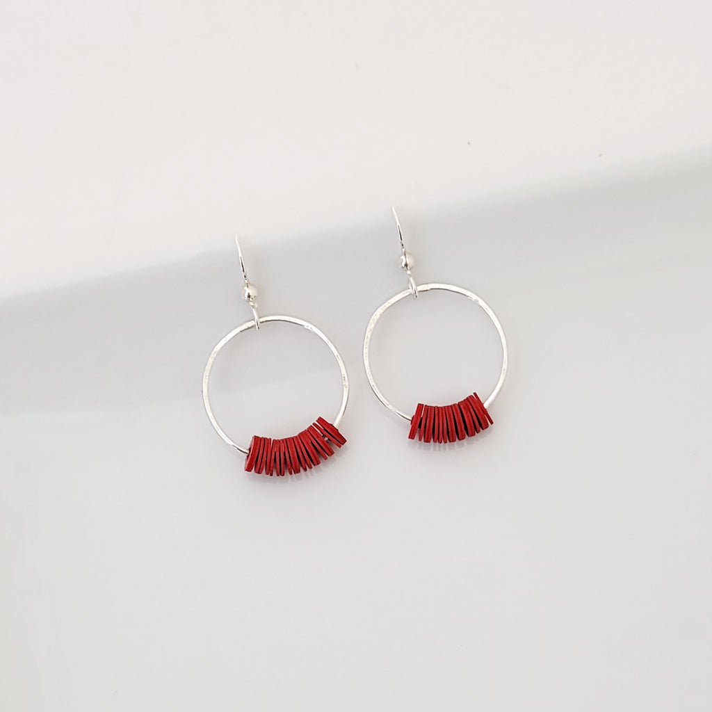 Vinyl Record Stack in Sterling - Earrings