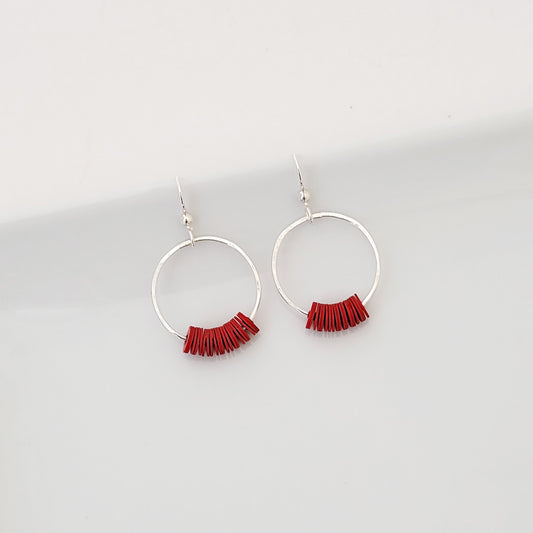 Vinyl Record Stack in Sterling - Earrings